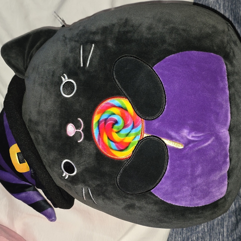 New Plush Animal Toy Squishmallow 12" Autumn Cat Witch With Lollipop